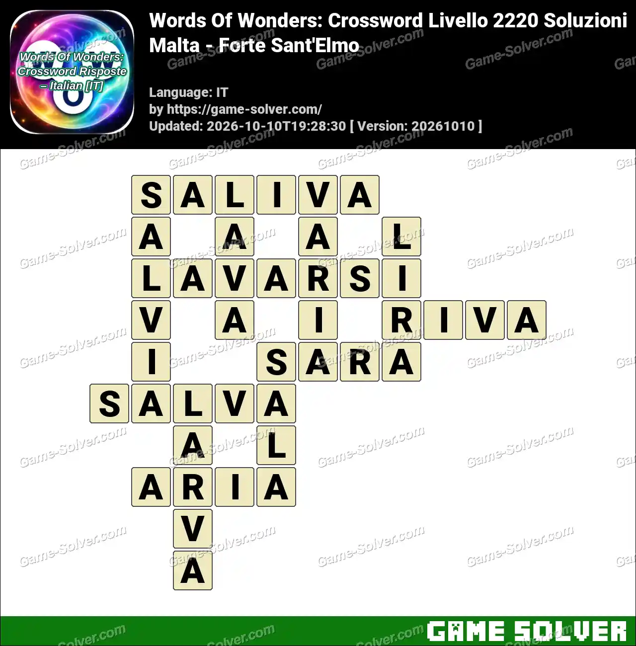 Words Of Wonders: Crossword Livello 2220 Soluzioni – Malta – Forte Sant’Elmo